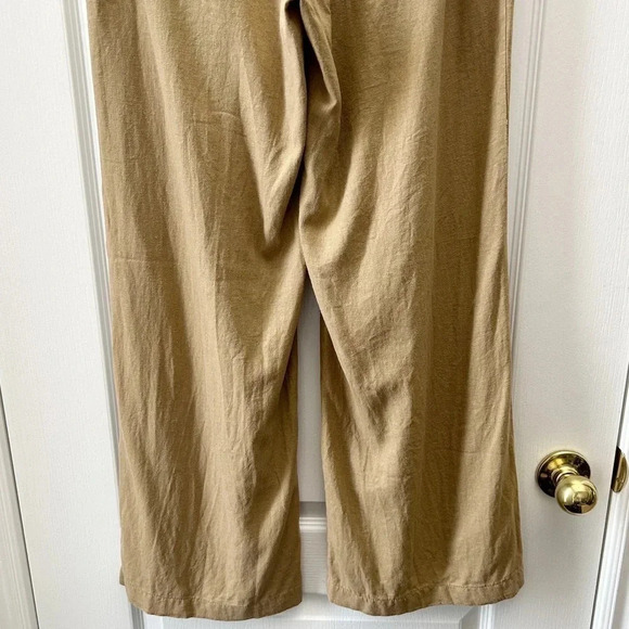 Le Chateau Linen Pants Wide Leg Palazzo Flowy Nautical Neutral Tan Size 6 - Picture 8 of 16